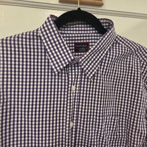 UNTUCKit Men's Gingham Purple Check Button Down Shirt w/ Pocket (XL)